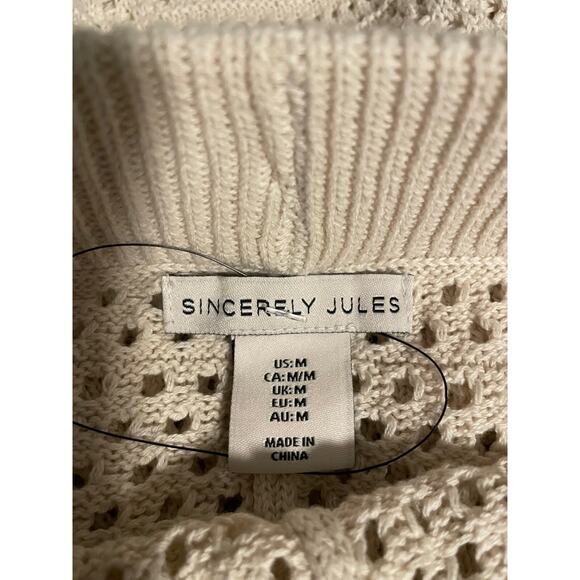 Sincerely Jules Women Pants Medium Cream Crochet Sheer Flare Festival Boho Beach - Picture 4 of 9